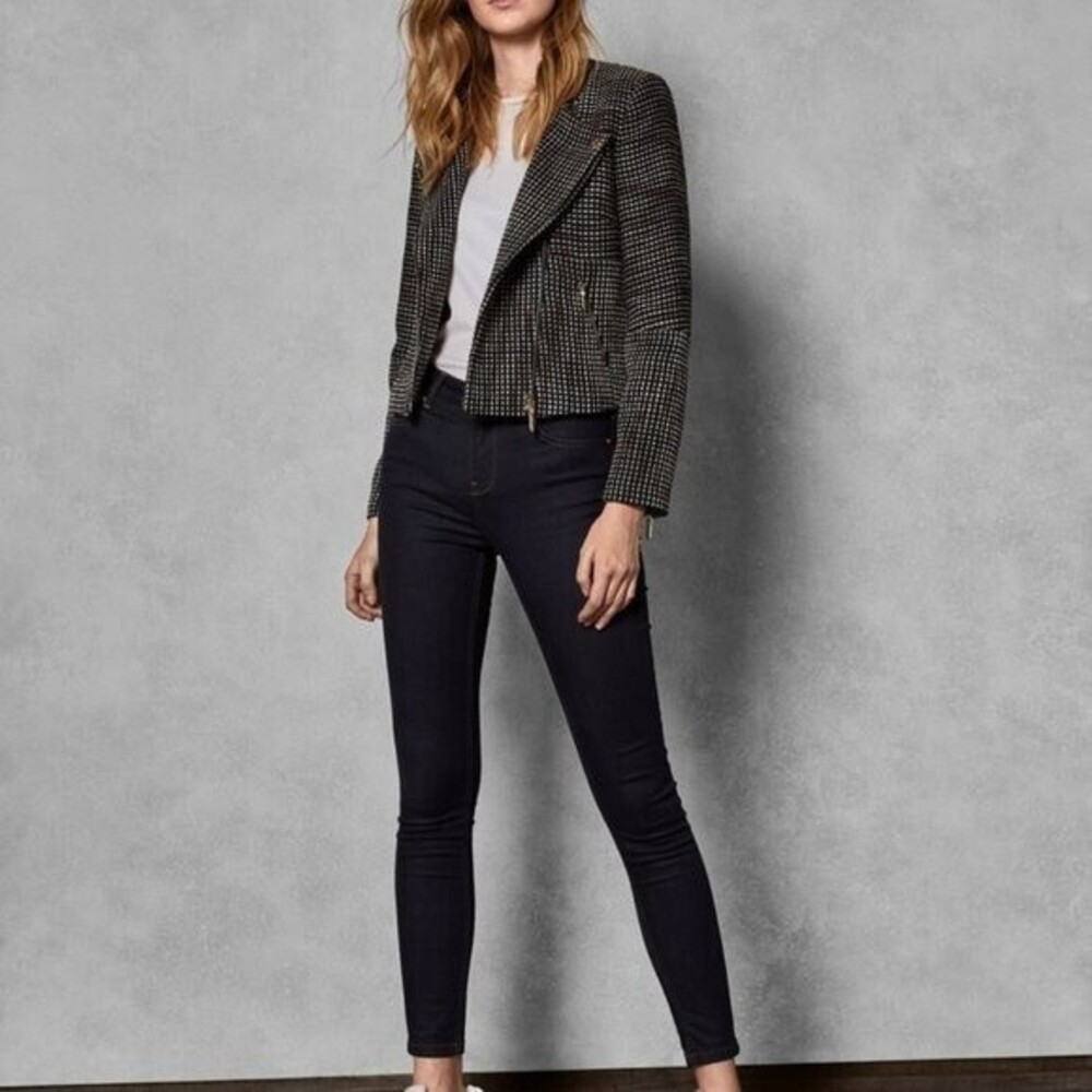 Ted Baker Rebacco Dark Wash Tobacco Stitching Skinny Jean Womens 25 NWT